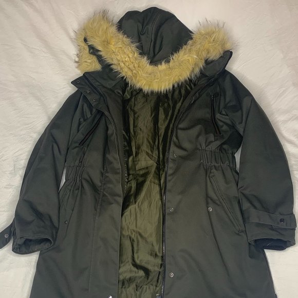 Vero Moda Down Filled Olive Green Parka - Picture 2 of 5